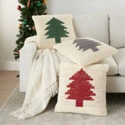 20"x20" Oversize Christmas Tree Loops Square Throw Pillow Ivory/Gray - Mina Victory -Christmas Decorations GUEST 02ab311e 973f 4a27 9176 5aaddc270be8