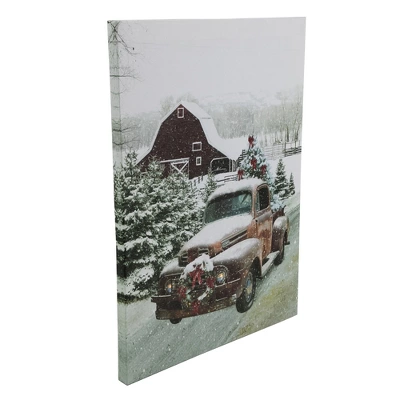 Northlight LED Lighted Fiber Optic Truck With Tree Christmas Canvas Wall Art 15.75" X 11.75" 4 Northlight LED Lighted Fiber Optic Truck With Tree Christmas Canvas Wall Art 15.75" X 11.75" - Image 4