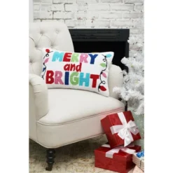 C&F Home Merry And Bright Hooked Christmas Throw Pillow