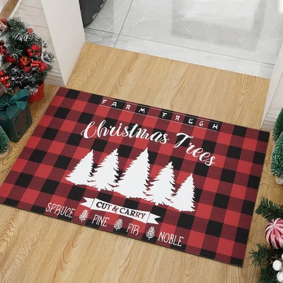 Trinity Plaid White Christmas Tree Non-Slip Decorative Doormat 5 Trinity Plaid White Christmas Tree Non-Slip Decorative Doormat - Image 5