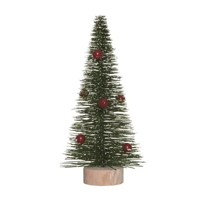 Transpac Artificial 10.24 In. Green Christmas Bottle Brush Tree With Ornaments 1 Transpac Artificial 10.24 In. Green Christmas Bottle Brush Tree With Ornaments