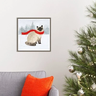 16" X 16" Christmas Cats And Dogs III By Victoria Borges Framed Canvas Wall Art - Amanti Art 4 16" X 16" Christmas Cats And Dogs III By Victoria Borges Framed Canvas Wall Art - Amanti Art - Image 4