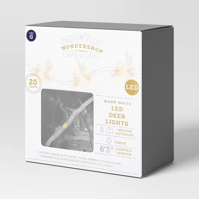 20ct LED Battery Operated Deer Christmas Novelty String Lights Warm White Clear Wire - Wondershop™ 3 20ct LED Battery Operated Deer Christmas Novelty String Lights Warm White Clear Wire - Wondershop™ - Image 3