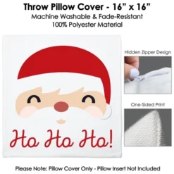 Big Dot Of Happiness Jolly Santa Claus - Christmas Party Home Decorative Canvas Cushion Case - Throw Pillow Cover - 16 X 16 Inches -Christmas Decorations GUEST 0ce92e88 46bb 4b6c 80be c9bdbf9ecc16