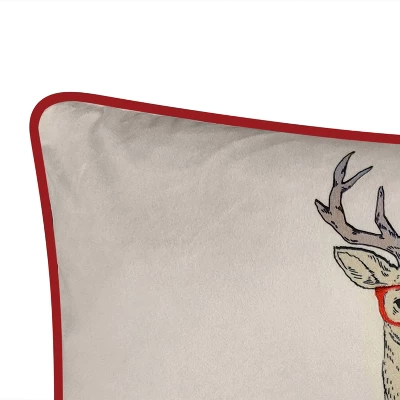 14"x26" Oversized 'Mr & Mrs. Reindeer' Christmas Lumbar Throw Pillow - Edie@Home 2 14"x26" Oversized 'Mr & Mrs. Reindeer' Christmas Lumbar Throw Pillow - Edie@Home - Image 2