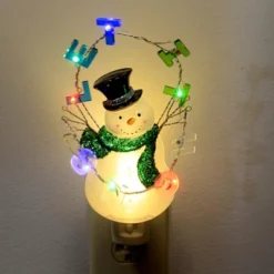 Christmas Let It Snow Snowman Night-Light - One Night-Light 8.25 Inches - Flashing Electric Plug-In - 160005 - Plastic - Multicolored