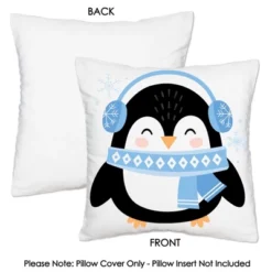 Big Dot Of Happiness Winter Penguins - Holiday And Christmas Party Home Decorative Canvas Cushion Case - Throw Pillow Cover - 16 X 16 Inches -Christmas Decorations GUEST 112e9e67 759a 4865 860e 886c66e40fc9
