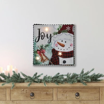 Northlight 12" LED Lighted 'Joy' Snowman Christmas Canvas Wall Art 1 Northlight 12" LED Lighted 'Joy' Snowman Christmas Canvas Wall Art