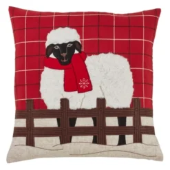 Saro Lifestyle Plaid Christmas Sheep Decorative Pillow Cover -Christmas Decorations GUEST 195f24b8 f559 414a 9862 20d9378911b5