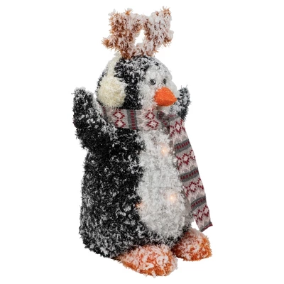 Northlight 22" Lighted Snowy Penguin In Antler Hat Outdoor Christmas Decoration 3 Northlight 22" Lighted Snowy Penguin In Antler Hat Outdoor Christmas Decoration - Image 3
