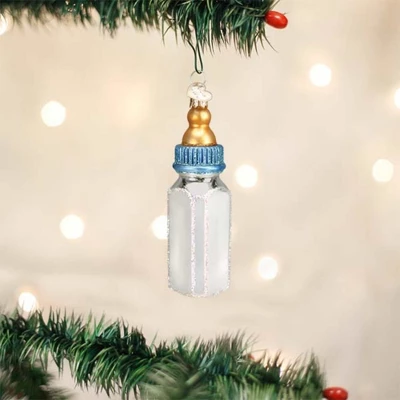 Old World Christmas Boy Baby Bottle - One Ornament 4 Inches - Keepsake Long Lasting - 32497 - Glass - White 1 Old World Christmas Boy Baby Bottle - One Ornament 4 Inches - Keepsake Long Lasting - 32497 - Glass - White