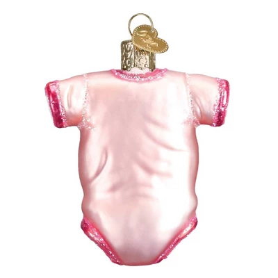 Old World Christmas Pink Baby Onesie Glittered - One Glass Ornament 3.25 Inches - First Christmas - 32338. - Glass - Pink 1 Old World Christmas Pink Baby Onesie Glittered - One Glass Ornament 3.25 Inches - First Christmas - 32338. - Glass - Pink