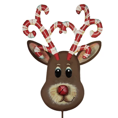 Home & Garden Candy Cane Reindeer Yard Stake - One Christmas Yard Decor 42.5 Inches - Christmas - C20113 - Metal - Brown 2 Home & Garden Candy Cane Reindeer Yard Stake - One Christmas Yard Decor 42.5 Inches - Christmas - C20113 - Metal - Brown - Image 2