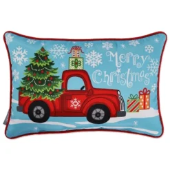 12"x18" Merry Christmas Lumbar Throw Pillow Blue - Pillow Perfect 7 12"x18" Merry Christmas Lumbar Throw Pillow Blue - Pillow Perfect -Christmas Decorations GUEST 1ee3d4e1 9f29 4970 b7ff 108f1107885c