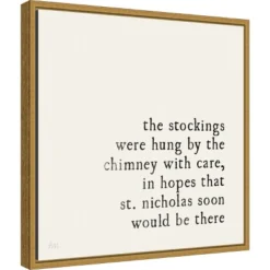 16" X 16" Simple Christmas II Cream By Laura Marshall Framed Canvas Wall Art - Amanti Art