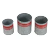 Allstate Floral Set Of 3 Gray And Red Tin With Stripes Christmas Planters 6.25"