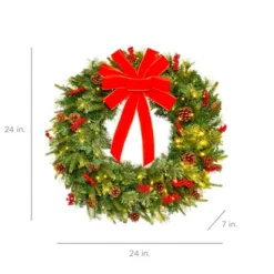 Best Choice Products Pre-Lit Battery Powered Christmas Wreath Decoration W/ PVC Tips, Ribbons -Christmas Decorations GUEST 2307f7ec 213f 4772 9e70 237971bb99b4