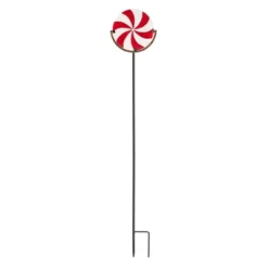 Home & Garden Candy Cane Garden Stake - One Yard Stake 33.0 Inches - Yard Decor Christmas - - Glass - Multicolored