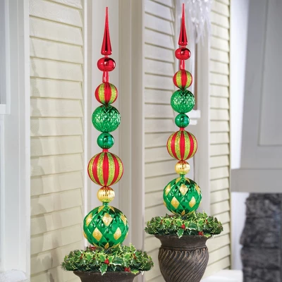 Collections Etc Elegant Christmas Ornaments Porch Planter Finial Stake 6 X 6 X 45 1 Collections Etc Elegant Christmas Ornaments Porch Planter Finial Stake 6 X 6 X 45