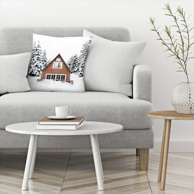 Snowy Cabin At Christmas By Tanya Shumkina Throw Pillow - Americanflat 2 Snowy Cabin At Christmas By Tanya Shumkina Throw Pillow - Americanflat - Image 2