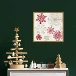 16" X 16" Merry Christmas Sparkles Snowflakes By PI Studio Framed Canvas Wall Art - Amanti Art -Christmas Decorations GUEST 290c7cc7 df11 4c60 b631 19e2caab7392