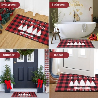 Trinity Plaid White Christmas Tree Non-Slip Decorative Doormat 4 Trinity Plaid White Christmas Tree Non-Slip Decorative Doormat - Image 4