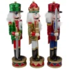 Northlight Set Of 3 Red Sequin Jacket Wooden Christmas Nutcrackers 14.25"
