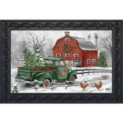Christmas On The Farm Doormat 30" X 18" Indoor Outdoor Briarwood Lane
