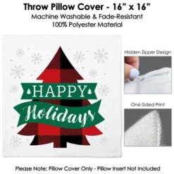 Big Dot Of Happiness Holiday Plaid Trees - Buffalo Plaid Christmas Party Home Decorative Canvas Cushion Case - Throw Pillow Cover - 16 X 16 Inches -Christmas Decorations GUEST 2d8f50da 3fbd 455c adce 7ab0904a7333