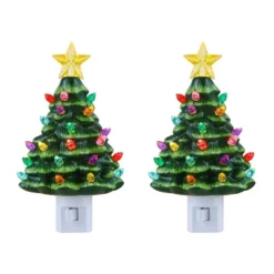 Mr. Christmas Nostalgic LED Ceramic Christmas Tree Nightlights - Set Of 2 6 Mr. Christmas Nostalgic LED Ceramic Christmas Tree Nightlights - Set Of 2 -Christmas Decorations GUEST 2df4203b f81b 484d 9ae6 4ac7246a2725