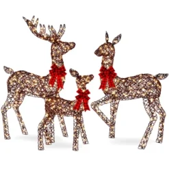 Best Choice Products 3-Piece Lighted Christmas Deer Set Outdoor Yard Decoration With 360 LED Lights, Stakes -Christmas Decorations GUEST 2e17776f 7960 43ff b4bf 645ac63cb531