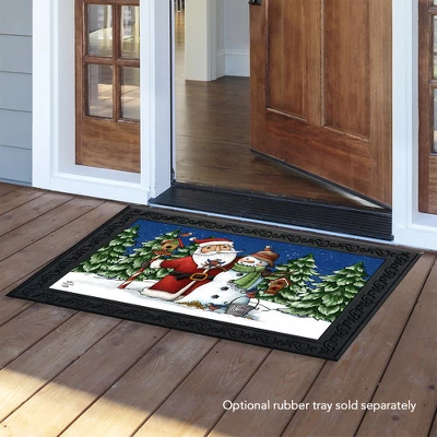 Santa And Snowman Christmas Doormat Primitive Birds 30" X 18" Briarwood Lane 2 Santa And Snowman Christmas Doormat Primitive Birds 30" X 18" Briarwood Lane - Image 2