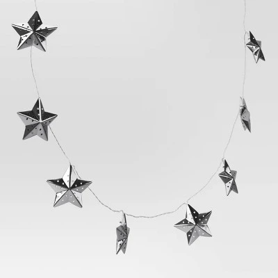 10ct LED Battery Operated Silver Star Christmas Novelty String Lights Warm White - Wondershop™ 2 10ct LED Battery Operated Silver Star Christmas Novelty String Lights Warm White - Wondershop™ - Image 2