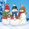 Collections Etc Snowmen Trio Decorative Christmas Seasonal Yard Stake