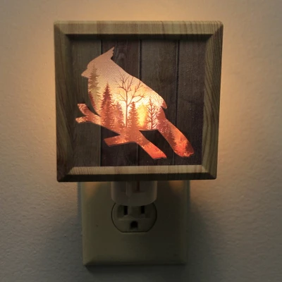 Christmas Cardinal Silhouette Night Light - One Night-Light 5.25 Inches - Red Bird Electric - 160218 - Plastic - Brown 1 Christmas Cardinal Silhouette Night Light - One Night-Light 5.25 Inches - Red Bird Electric - 160218 - Plastic - Brown
