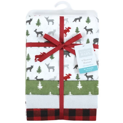 Hudson Baby Unisex Baby Cotton Flannel Receiving Blankets, Woodland Christmas, One Size 1 Hudson Baby Unisex Baby Cotton Flannel Receiving Blankets, Woodland Christmas, One Size