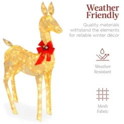Best Choice Products 2-Piece Lighted Christmas Deer Set Outdoor Yard Decoration With 210 LED Lights, Stakes -Christmas Decorations GUEST 356a55b3 673e 4cba 9d85 5b0b1fc2f56a