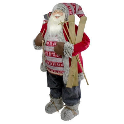Northlight 4' Standing Santa Christmas Figure With Skis And Fur Boots 2 Northlight 4' Standing Santa Christmas Figure With Skis And Fur Boots - Image 2