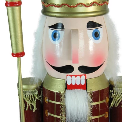 Northlight 48" Burgundy And White Wooden Christmas Nutcracker King With Scepter 3 Northlight 48" Burgundy And White Wooden Christmas Nutcracker King With Scepter - Image 3