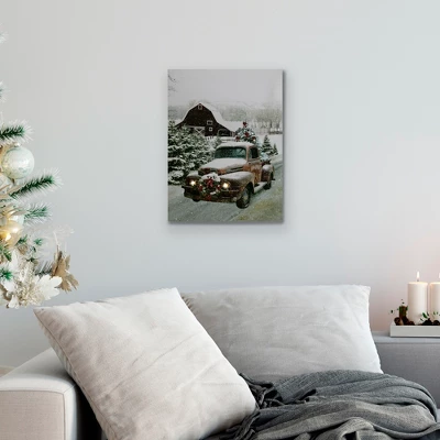 Northlight LED Lighted Fiber Optic Truck With Tree Christmas Canvas Wall Art 15.75" X 11.75" 1 Northlight LED Lighted Fiber Optic Truck With Tree Christmas Canvas Wall Art 15.75" X 11.75"