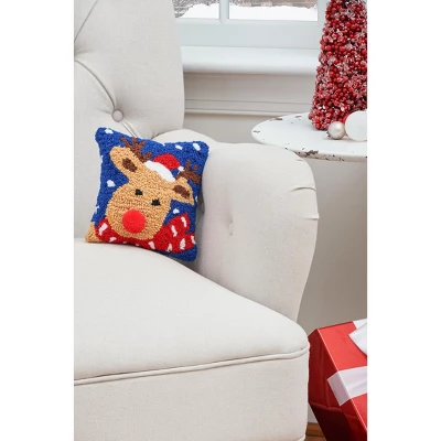 C&F Home 8" X 8" Christmas Reindeer Hooked Petite Throw Pillow 3 C&F Home 8" X 8" Christmas Reindeer Hooked Petite Throw Pillow - Image 3