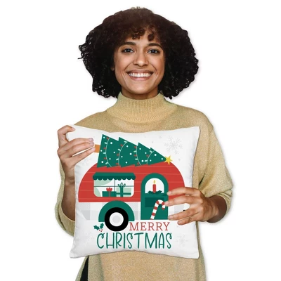 Big Dot Of Happiness Camper Christmas - Red And Green Holiday Party Home Decorative Canvas Cushion Case - Throw Pillow Cover - 16 X 16 Inches 6 Big Dot Of Happiness Camper Christmas - Red And Green Holiday Party Home Decorative Canvas Cushion Case - Throw Pillow Cover - 16 X 16 Inches - Image 6