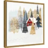 16" X 16" Christmas Chalet I Tree By Victoria Borges Framed Canvas Wall Art - Amanti Art