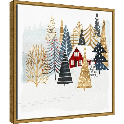16" X 16" Christmas Chalet I Tree By Victoria Borges Framed Canvas Wall Art - Amanti Art 1 16" X 16" Christmas Chalet I Tree By Victoria Borges Framed Canvas Wall Art - Amanti Art