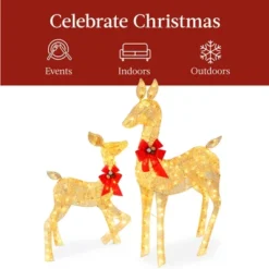 Best Choice Products 2-Piece Lighted Christmas Deer Set Outdoor Yard Decoration With 210 LED Lights, Stakes -Christmas Decorations GUEST 3ef6f6ca 54a4 4360 95ee e0e0631a38a5