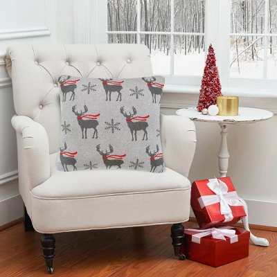 C&F Home 20" X 20" Deer Scarf Christmas Holiday Knitted Throw Pillow 3 C&F Home 20" X 20" Deer Scarf Christmas Holiday Knitted Throw Pillow - Image 3