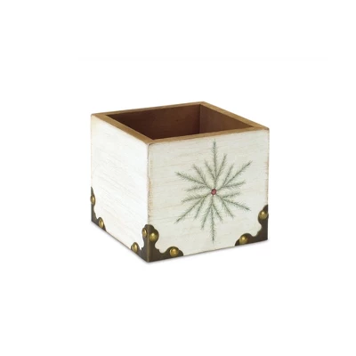 Melrose 4.5" White And Green Snowflake Square Christmas Storage Box 1 Melrose 4.5" White And Green Snowflake Square Christmas Storage Box
