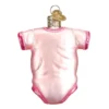 Old World Christmas Pink Baby Onesie - One Glass Ornament 3.25 Inches - Ornament First Christmas - 32338 - Glass - Pink