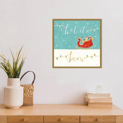 16" X 16" Let It Snow Christmas Sleigh By Veronique Charron Framed Canvas Wall Art - Amanti Art 5 16" X 16" Let It Snow Christmas Sleigh By Veronique Charron Framed Canvas Wall Art - Amanti Art - Image 5