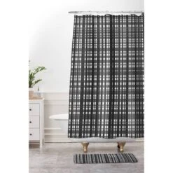 Lisa Argyropoulos Holiday Plaid Modern Coordinate Christmas Memory Foam Bath Mat Black/White - Deny Designs